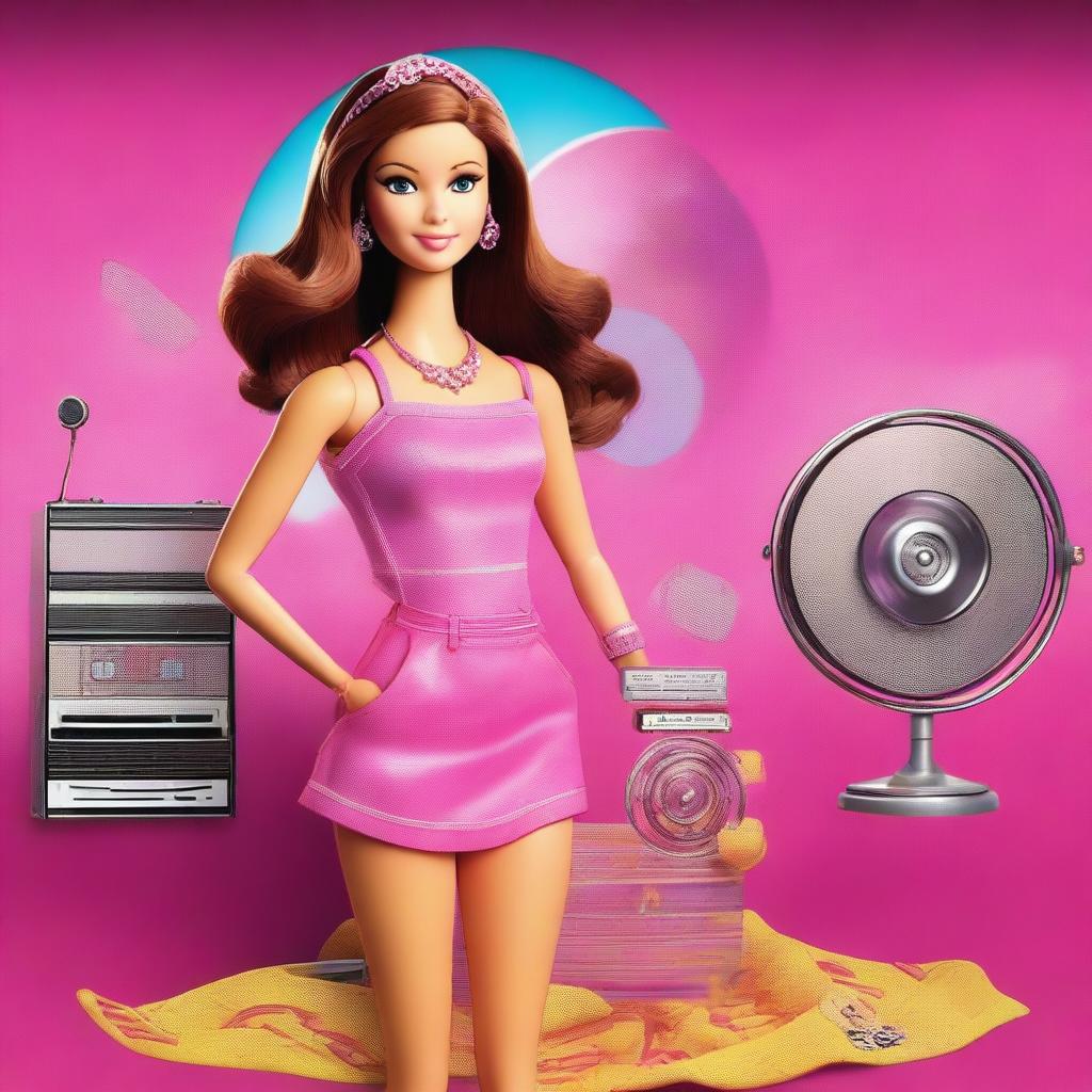 This digital art piece captures Barbie as a 15-year-old movie enthusiast