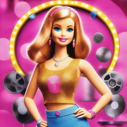 This digital art piece captures Barbie as a 15-year-old movie enthusiast