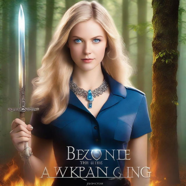 A high-quality e-book cover design showing a young woman with black and blonde hair, clear blue eyes, and a shining crystal necklace