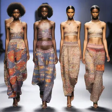 The fashion show showcased a collection with good continuation in the designs, where patterns and motifs were seamlessly repeated and connected.