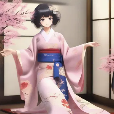 The anime character's kimono was made of tussah silk, giving it a unique and luxurious appearance.