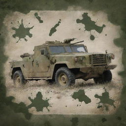 A symbolic image that fuses elements of chemical engineering with abstract representations of war, such as camouflaged military vehicles, soldiers, and a background of conflict.