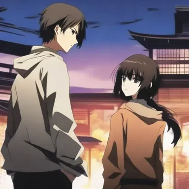 In the emotional climax of the anime series, the distraught protagonist confronts the villain who killed their loved one.