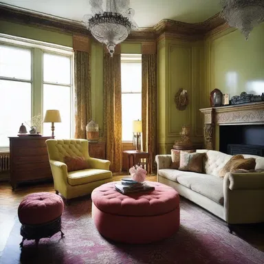 The furniture in the room was haphazardly arranged, giving it a unique and eclectic look.