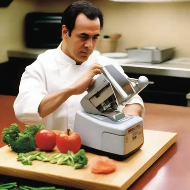 The dicer was featured in a scene in the movie where the chef used it to cut vegetables quickly and efficiently.