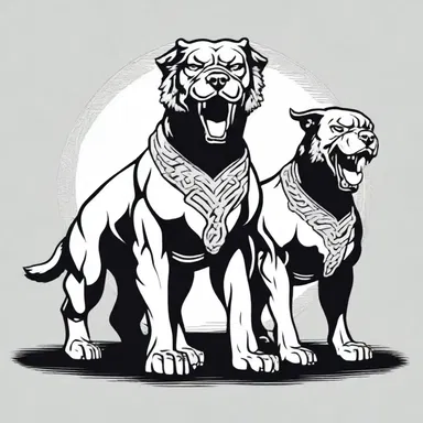 According to Greek mythology, Cerberus is a three-headed watchdog guarding the entrance to the Underworld.