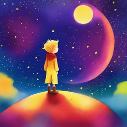 A digital art representation of 'The Little Prince', the iconic character from Antoine de Saint-Exupéry's novel