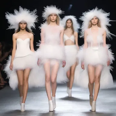 The fashion designer used feathers from the eyas to create a unique and ethereal collection on the runway.