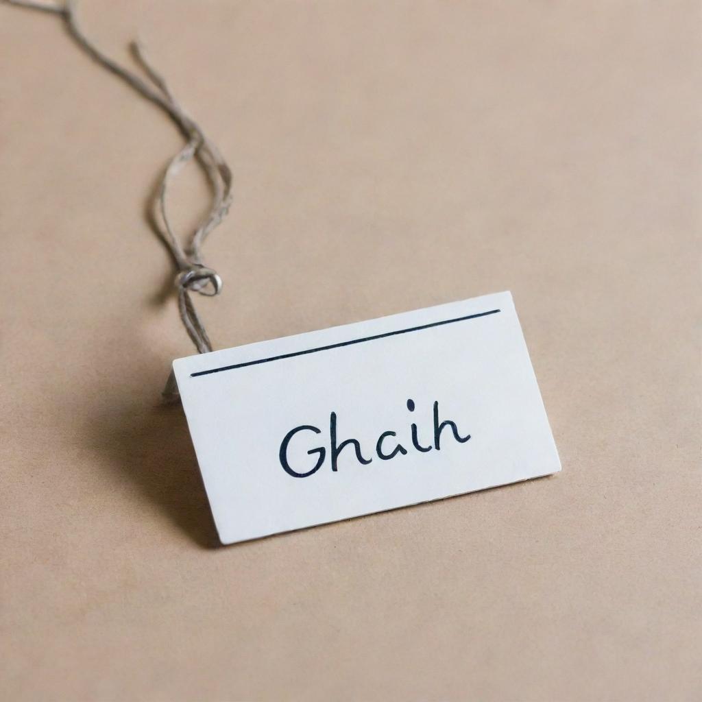 A name tag with the name 'Ghaith' clearly displayed in elegant, bold letters.