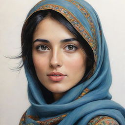 Illustrate a distinctive girl named Shahrzad, capturing her unique physical attributes and the spark of individuality in her eyes.