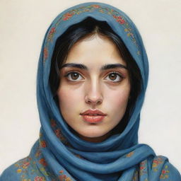 Illustrate a distinctive girl named Shahrzad, capturing her unique physical attributes and the spark of individuality in her eyes.