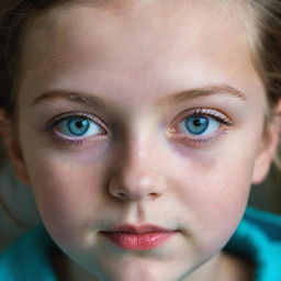 A vivid portrait of a girl named Helen, capturing her unique features and the brightness in her eyes that spell out her name.