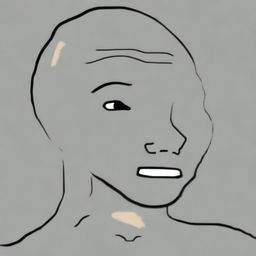 An artistic digital rendering of Ilia Topuria, an MMA fighter, portrayed as a Wojak meme character