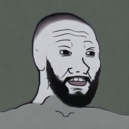 A high-quality digital art piece featuring UFC fighter Jon Jones depicted as a Wojak meme character