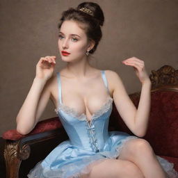 Illustrate a charming girl engrossed in the art of coquetry, her playful and flirtatious gestures budding with spirited charisma.