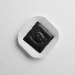 A silhouette of a single ravioli in black and white, contrasted against a bright white background. The image captures the unique square shape and wavy edges of the ravioli.