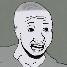 A high-resolution digital art piece showcasing the famous rapper, Drake, depicted as a Wojak meme character