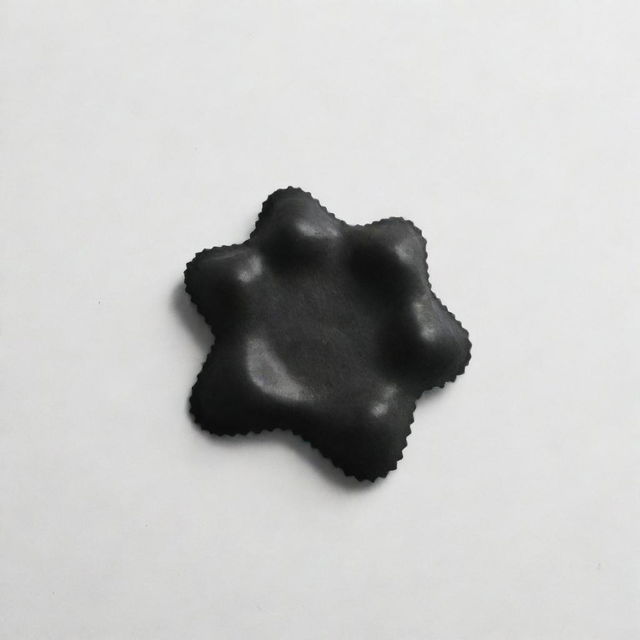 A silhouette of a single ravioli in black and white, contrasted against a bright white background. The image captures the unique square shape and wavy edges of the ravioli.