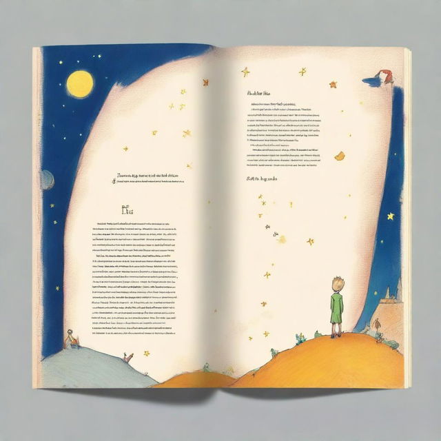 A detailed digital art image showcasing the dust jacket of 'The Little Prince'