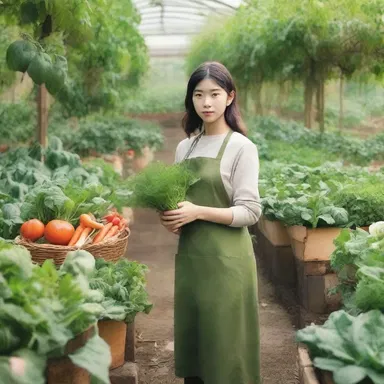 In the fantasy novel, the protagonist tends to a flourishing kitchen garden filled with rare and magical vegetables.