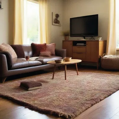 In the movie, the main character had a rya rug in their living room to create a cozy atmosphere.