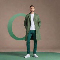 A stylish man in a casual pant coat, standing elegantly on a large, 3D Whatsapp logo.