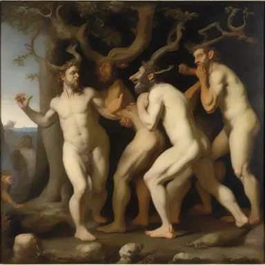 The artist created a satyrical painting, capturing the mischievous nature of satyrs.