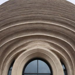 An intricate building shaped like a feather, displaying stunning architectural design.