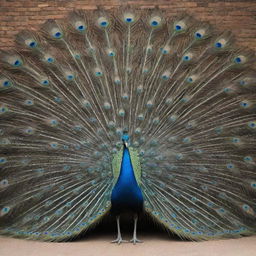 An architectural wonder shaped like a peacock with each feather exhibited through unique design elements.