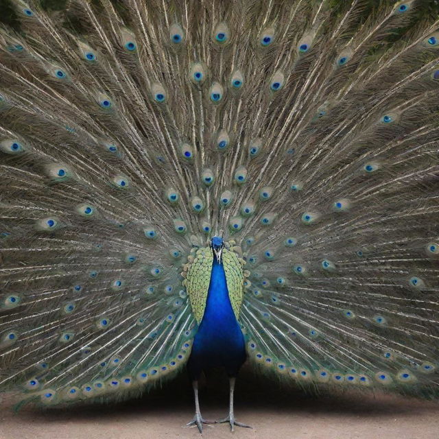 An architectural wonder shaped like a peacock with each feather exhibited through unique design elements.