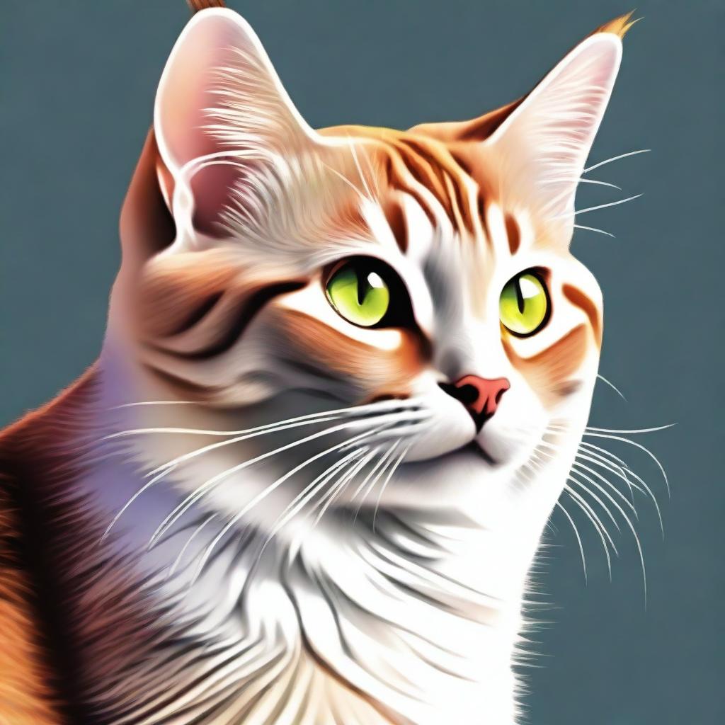 A digital art image of a cat in the highest quality