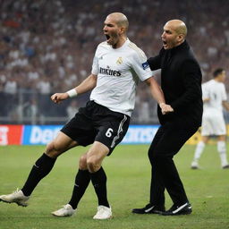 Illustration of the famous Zinedine Zidane headbutt incident during a football match