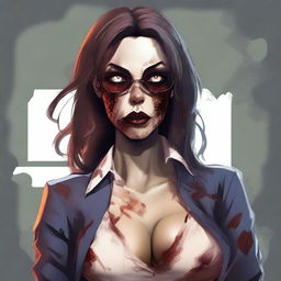 A high-quality digital art piece showing a hot zombie teacher