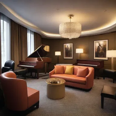 The architect designed a stylish jazz band-themed lounge for the hotel.