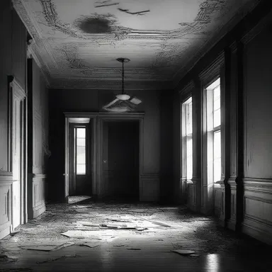 In the dark, abandoned mansion, the sound of a jazz band echoed through the halls, sending a chill down their spines.