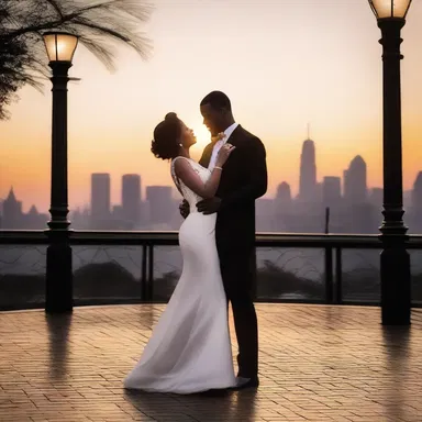 As the sun set over the city, the couple enjoyed a romantic evening, dancing to the melodious tunes of a jazz band playing in the background.