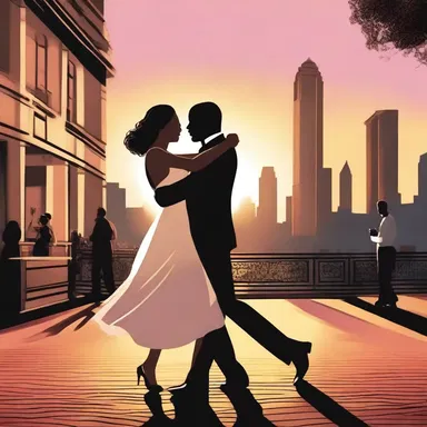 As the sun set over the city, the couple enjoyed a romantic evening, dancing to the melodious tunes of a jazz band playing in the background.