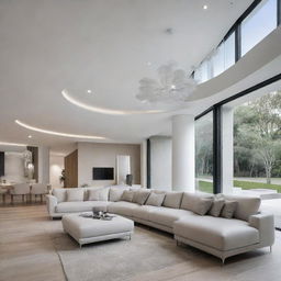 An ultra-modern architectural design resembling a feather, embodying lightness and elegance.