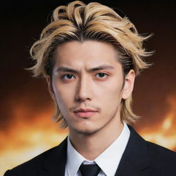 Visualize Sanzu Haruchiyo from Tokyo Revengers. He is depicted with his distinct hairstyle and often eccentric look, expressing a sense of unpredictable danger.