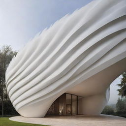 An architectural spectacle shaped like a feather displaying grace and structurally complex design.