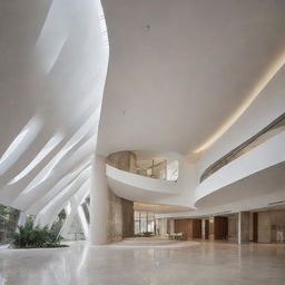 An architectural spectacle shaped like a feather displaying grace and structurally complex design.