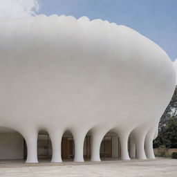 An architectural spectacle shaped like a feather displaying grace and structurally complex design.