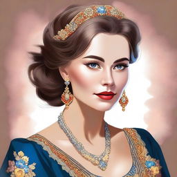 A high-quality digital art image portraying a stylish and attractive Russian woman