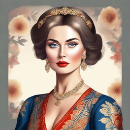 A high-quality digital art image portraying a stylish and attractive Russian woman