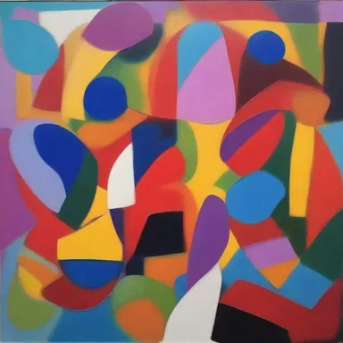 The artist's latest painting portrayed the ecesis of vivid colors and abstract shapes, creating a mesmerizing composition.