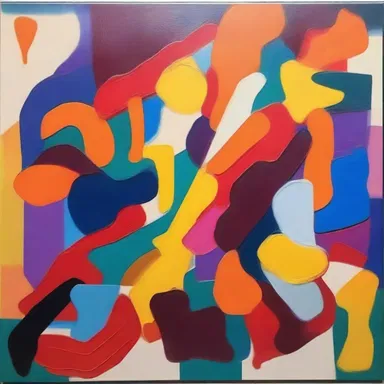 The artist's latest painting portrayed the ecesis of vivid colors and abstract shapes, creating a mesmerizing composition.