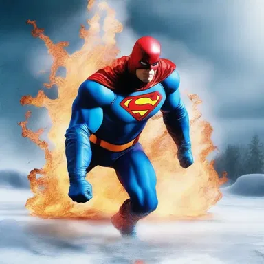 As the superhero's power intensified, he began to heat up, melting the ice around him.
