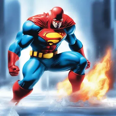 As the superhero's power intensified, he began to heat up, melting the ice around him.