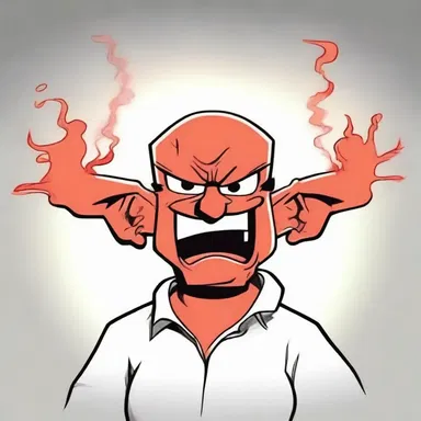 In the cartoon, the character's face turns red and steam comes out of their ears when they start to heat up with anger.
