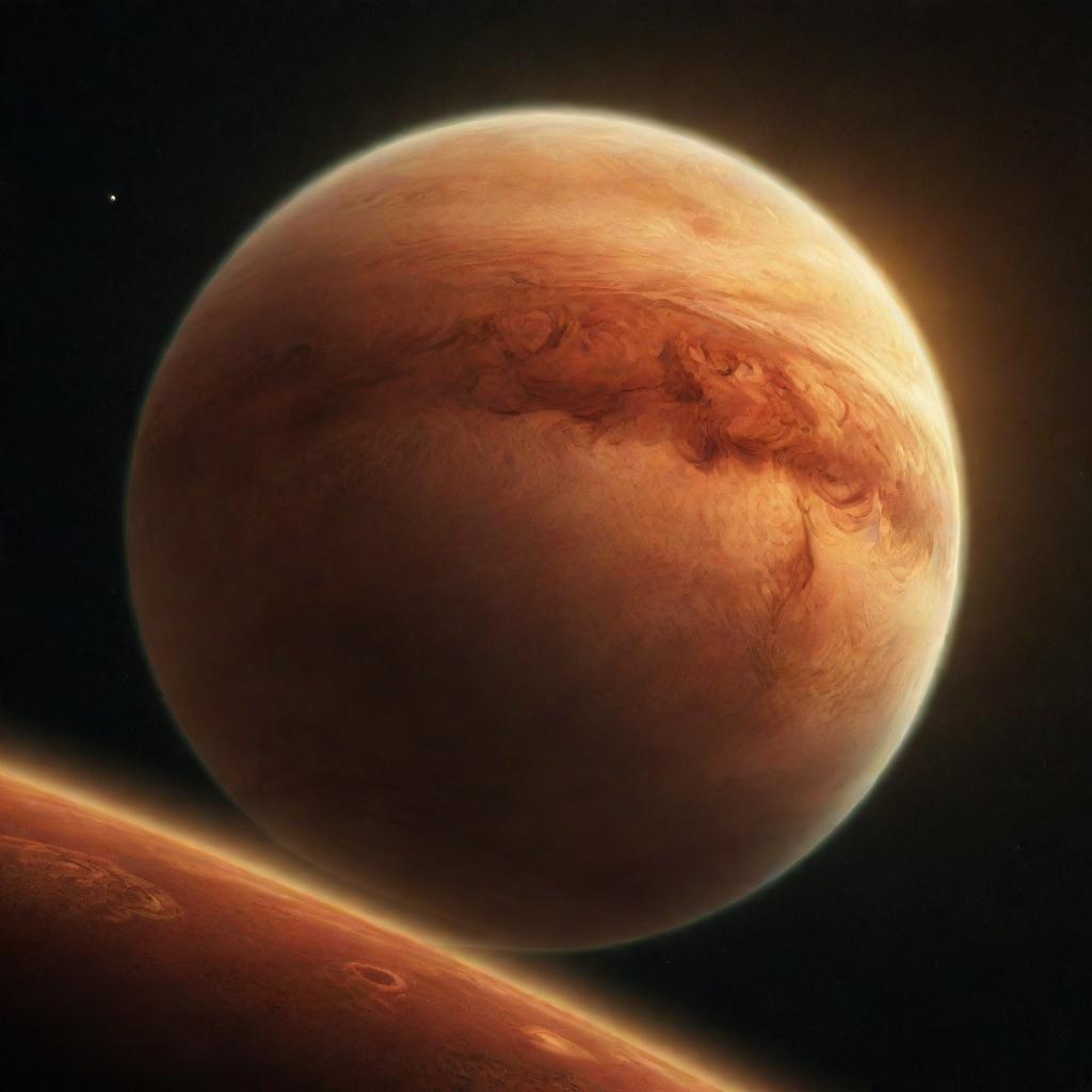 Venus, the planet of love, bathed in radiant, celestial light, with a breathtaking view of its surface and atmosphere